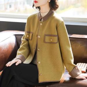 40대 50대 가을 겨울 니트 카디건 스탠드 칼라 배색 모직 코트 캐주얼 루즈핏 빅사이즈 아웃도어 재킷