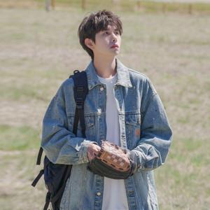 KNMAT멋쟁이 춘추 남성 캐주얼 데님자켓 투포켓 데일리 루즈핏 데님코트