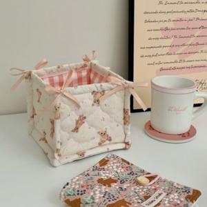 인스타감성 퀼팅 수납 바스켓 화장품 정리함 책상 정리소형 바구니