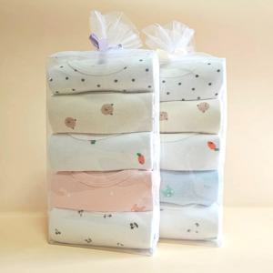 트리베어 아기옷 바디슈트 5종 세트 신생아 출산선물 밤부손수건 사은품