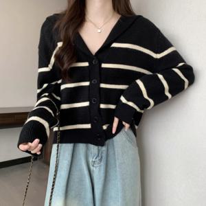 세일러 카라 니트가디건 봄 가을 여성 가디건 IY-WCDG16