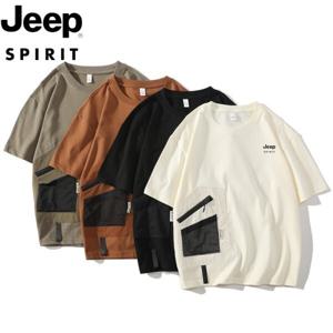 지프 JEEP SPIRIT 2025 여름 신상 남성 반팔 티셔츠 얇은 라운드넥 루즈핏 캐주얼 상의 디자인감 JP33021