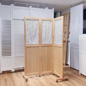틈이 보이지 않는 플라워패널 180(높이)원목 바퀴 파티션 3단 카페칸막이 공간분리 원룸파티션  높은 가벽