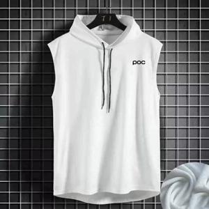POC 신상 민소매 탑 남성 캐주얼 티셔츠 솔리드 후드 끈 티셔츠 남성트레이닝 POC