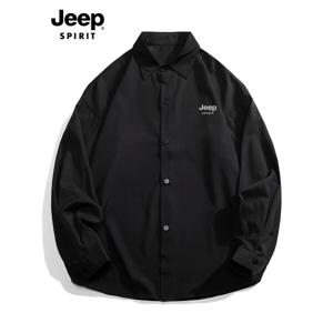 JEEP SPIRIT 루즈 롱슬리브 셔츠 가을 링클프리 구김적은 캐주얼 남자 와이셔츠