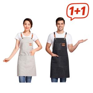 (1+1) 슬기로운 앞치마 생활 캔버스 다용도 데님 앞치마 내구성좋고 생활방수되는 데님 앞치마 1+1