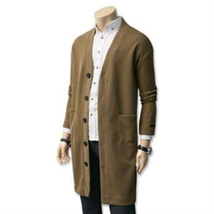 남성 롱 가디건/남성용 엘숄션 세미 오버핏 무지 캐주얼 롱 가디건