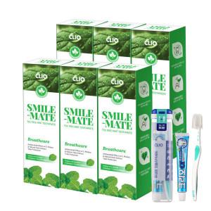 (단독출시)크리오 프레쉬 스마일메이트 치약 120g 6입 +크리오 휴대용 치약칫솔 세트 증정