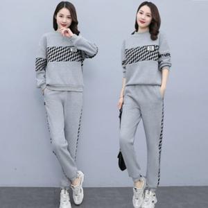 여성 주니어 빅사이즈 봄 가을 패션 스웨터 투피스 트레이닝복 세트 스포츠 레저용 츄리닝 상하복