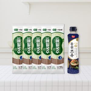 순솔X동원 순솔 100% 메밀국수 100g 5봉 X 동원 쯔유 500g 소바 세트