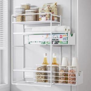 FONOW 주방선반 무펀칭 주방 냉장고 자석 수납 선반 슬릿 풀업 사이드 행거