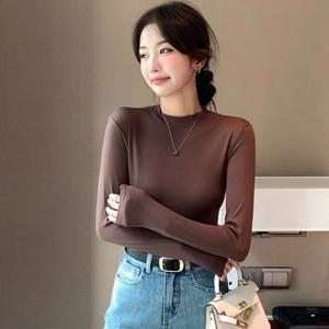 KNMAT가을 코디 여성 면티 얇은 반목티 이너티 무지 데일리 여성티 겨울맨투맨 여성 겨울티 박스티