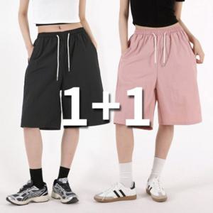 여성 반바지/1+1 여자 여성 여름 바스락 와이드 버뮤다 반바지