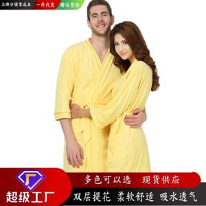 목화 짧은 수영 흡수 목욕 가운 커플 7 분 소매 수건 소재 땀 증복 목욕 가운 얇은