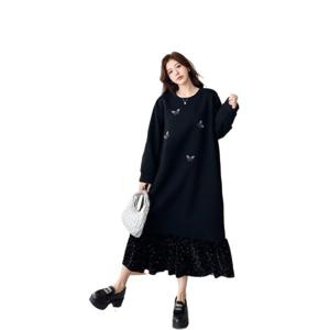 150kg까지가을겨울빅사이즈빅사이즈원피스 프린트여성 원피스 치마 스커트 빅사이즈여성의류 맨투맨 원피스