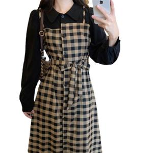 가을겨울빅사이즈빅사이즈원피스 프린트여성 원피스 치마 스커트 빅사이즈여성의류 체크 원피스 여성 중장