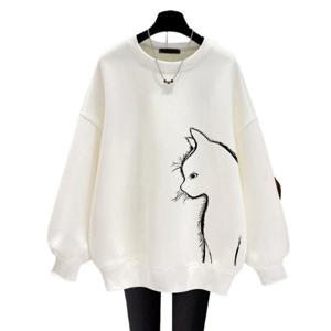 1 + 1 블랙 아메리카노 빈티지 라운드 맨투맨 여성 루즈핏 겨울 기모 두꺼운 긴팔 외투 상의 트렌디