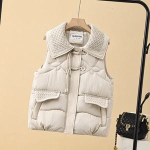 여자 가을 겨울 트렌디 숏 패딩 조끼 민소매 패딩 자켓