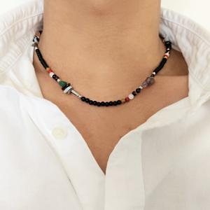 남자목걸이 비즈목걸이 써지컬 원석 여자 커플 초커 목걸이