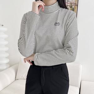 제니유 부드러운 피치 기모 반목티 단가라 목폴라 티셔츠