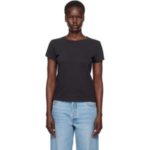 25 FW Re Done 여성 블랙 Hanes 1960s 슬림 티셔츠 251800F110012