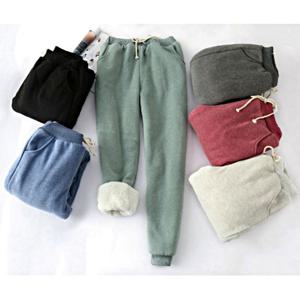 여성용 겨울철 밑단 시보리 안감 양털 트레이닝 바지