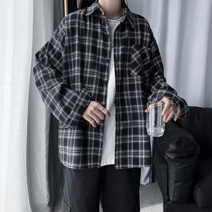 [모로엠]남녀공용 오버핏체크남방 DMC-SHA-QBB407