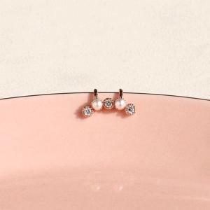 [낱개판매] 선데이 모닝 진주 큐빅 링 이어커프/페이크 피어싱