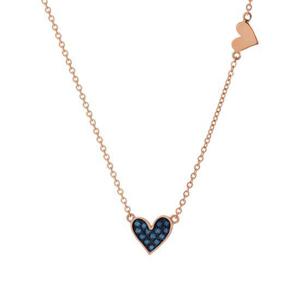 [모아르] 18K 목걸이 체인 드롭 블루 스톤 하트