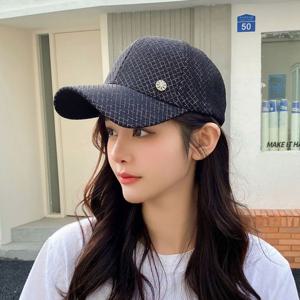여성 패션 볼캡 체크레이스 야구모자 캐주얼 볼캡모자