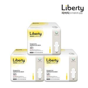 리버티 유기농 순면커버 오가네이처 슬림 생리대 대형 12Px3팩