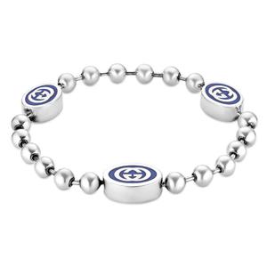 (공식매장AS가능)(케이스/쇼핑백포함)선물포장 구찌 인터로킹 G 체인 실버 블루 팔찌 753442