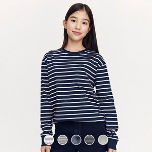 [지오다노주니어] 03025912 헤비 코튼 스트라이프 긴팔 티셔츠