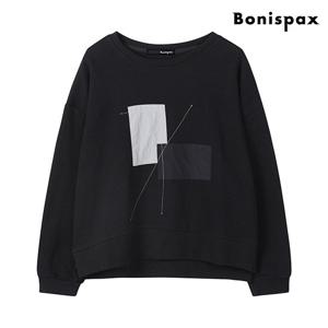 [보니스팍스(여성의류)]패치 포인트 언발 밑단 트임 긴팔 티셔츠 (XO3LW015L0)
