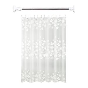 블루밍 화이트 샤워 커튼 세트 (커튼, 고리, 커튼봉)