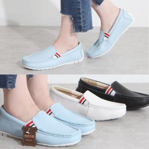 [애슬릿] 발 편한 밴딩 소가죽 여성 가죽 로퍼