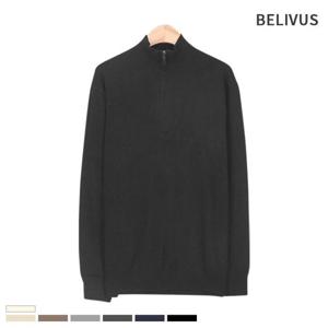 빌리버스 남자 니트 반집업 긴팔 하이넥 티셔츠 BRE055
