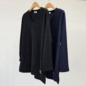 [아이우먼]빅사이즈브이넥니트 T396L501 브릴리패치트임니트티 OL