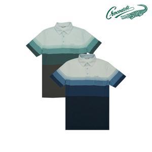 [크로커다일] 강연 스트라이프 프린트 반팔티 CDAABTS2487