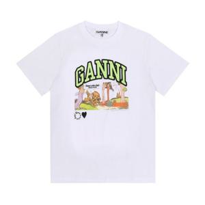 [가니]GANNI T4288 151 만화 퍼피 로고 프린트 여성 반팔티 타임메카
