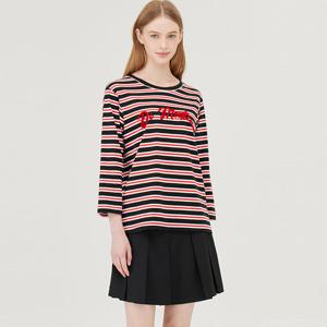 [베네통] 터프팅 레터링 7부 티셔츠_BATSF1541BK