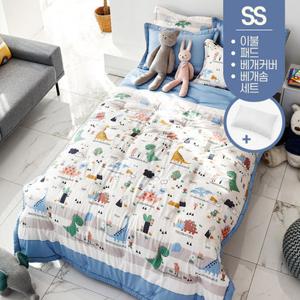 공룡 모달 간절기 겨울 차렵 어린이 이불 패드 세트 SS + 베개솜