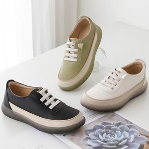 [더힐]소가죽 고무창 여성여자 슬립온 운동화 스니커즈 3cm/3color sjbad-m50