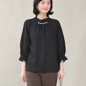애비뉴투지 엄마옷 인조 진주 10mm 셔링 봄가을 블라우스 B02454