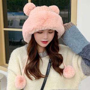 은창)큐트 더블 방울 라운드 털모자 모자 가을 겨울