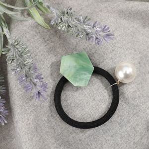 (엔젤슈슈) 방울 진주 자개 머리끈 그린 진주알헤어끈