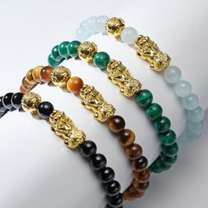 [오운] 24K 6mm 비휴 천연석 팔찌 (4 colors)
