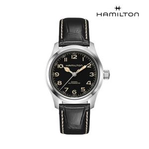 [해밀턴]H70405730 카키 필드 38mm 블랙 가죽 남성 시계