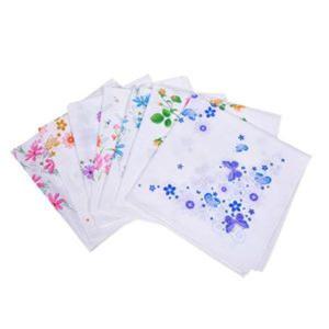 1+4 손수건 순면 정사각형 은은한 꽃프린팅 이중 가제나염