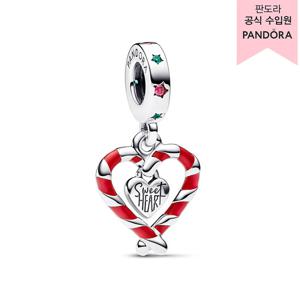 [판도라(주얼리)][백화점 보증서 제공]더블 캔디 케인 하트 크리스마스 댕글 참_792822C01_A